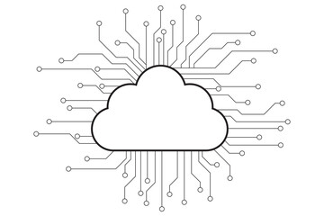 Cloud computing and network security technology concept, Circuit board with cloud symbol and connection links. vector illustration