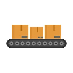 Sticker - Parcel assembly line icon flat isolated vector