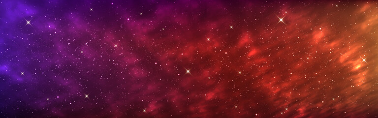 Wall Mural - space background wide. colorful cosmos banner. realistic galaxy with bright stars. nebula with shini