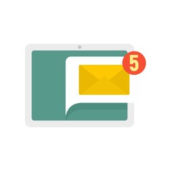 Sticker - Tablet notification icon flat isolated vector