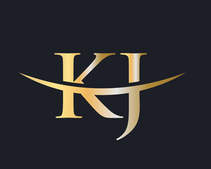 Wall Mural - KJ logo design. Initial KJ letter logo design vector template