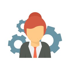 Poster - Woman managing skills icon flat isolated vector