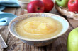 Healthy organic applesauce in ceramic bowl