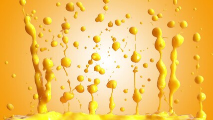 Wall Mural - Slow Motion shot of orange juice splash isolated background with alpha channel. 3d 4K