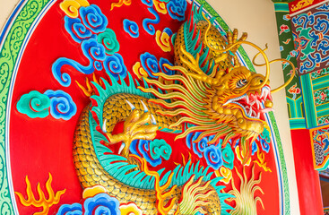 Poster - buddhist Dragon Head in a chinese temple