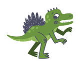 Fototapeta Dinusie - Funny Green Dinosaur as Cute Prehistoric Creature and Comic Jurassic Predator Vector Illustration