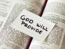 God Will Provide For All Our Needs. Jesus Christ Faithful Promise. Biblical Concept. Inspiring Quote From Holy Bible Book. Comforting Verse Of Firm Trust And Faith. Believe God. He Cares For Us.