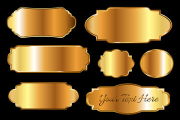 Wall Mural - Luxury golden labels badges or emblems with glossy gold frames for logo, banner. Elegant vintage collection for your design. Vector EPS10
