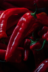 Wall Mural - a pile of fresh red Hungarian goat horn chili peppers 