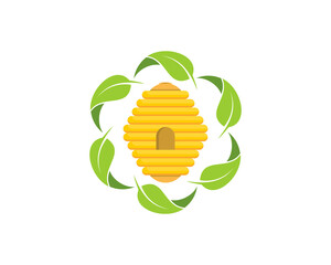 Sticker - Beehive inside the circular nature leaf