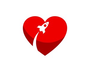 Sticker - Simple love shape with rocket launch inside