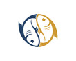 Two fish forming a yin and yang shape logo