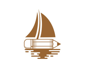 Sticker - Combination pencil with boat shape logo