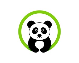 Poster - Green circle shape with cute panda inside