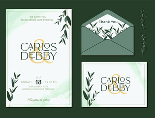 Wall Mural - wedding invitation, invitation, thank you, note the date, rsvp, floral design vector label card with