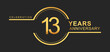© Brandity - 13th years anniversary golden and silver color with circle ring isolated on black background for anniversary celebration event