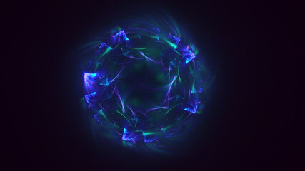 3D rendering abstract blue fractal light background