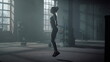 Girl jumping on skipping rope in modern gym. Woman doing crossfit exercise 
