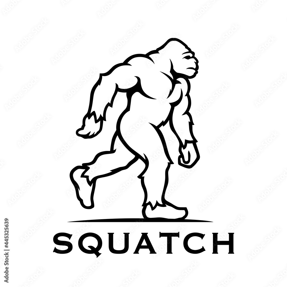 Bigfoot icon. Walking sasquatch symbol. Yeti sign. Squatch cryptid ...