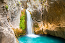 Sapadere Canyon And Beautiful Waterfall, Alanya, Turkey