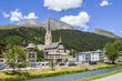 Davos Platz, Switzerland - June 24. 2021: The Reformed Church of St. John in Davos in the canton of Grisons. It is the oldest valley church in the Davos countryside, Switzerland