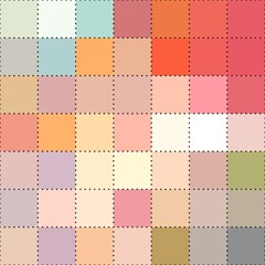 Wall Mural - patchwork pattern of multi-colored monochromatic square patches interconnected with black stitches. 
