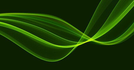 Abstract green lines background. Flow dynamic wave. Digital data structure. Future mesh or sound wave. Motion visualization. Magic vector illustration.