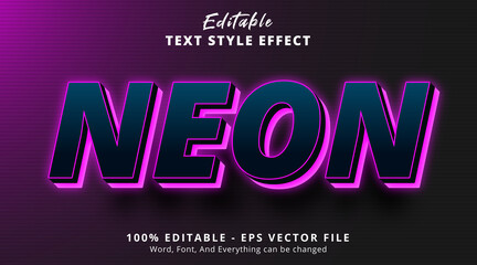 Wall Mural - Editable text effect, Purple light neon aura text style effect