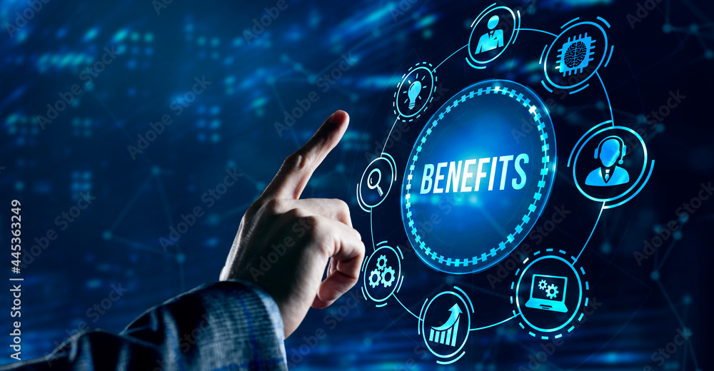 Internet, business, Technology and network concept.Employee benefits help to get the best human resources. Business concept - obrazy, fototapety, plakaty 