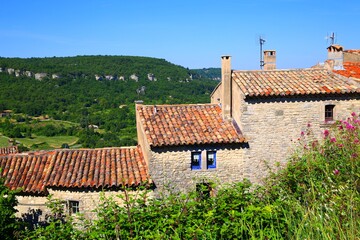 Wall Mural - church in the village of Saignon