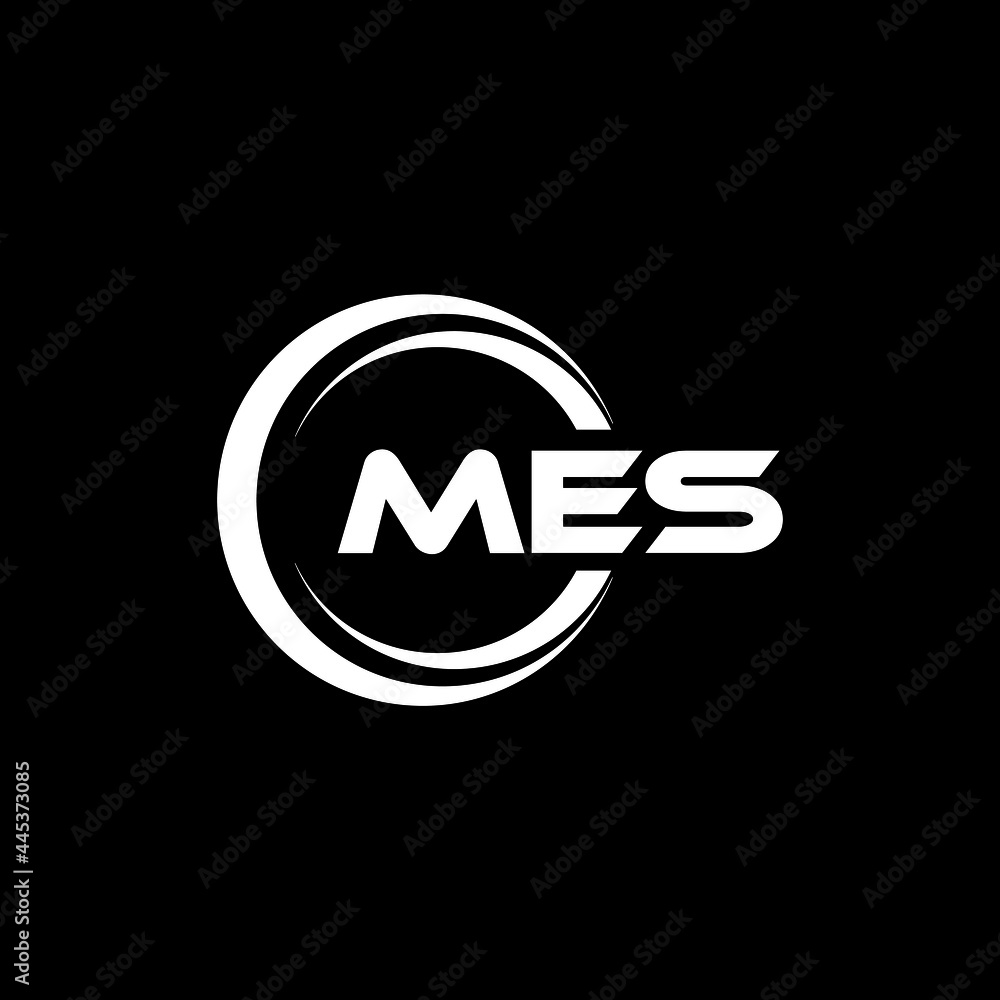 MES letter logo design with black background in illustrator, vector ...