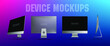 © PALERM089 - Realistic personal computer from different angles. 3D projection PC. Presentation of a new generation computer. Powerful candy bar. New PC monoblok presentation