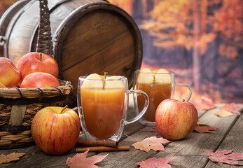 Wall Mural - Glass of Apple Cider and Fresh Apples