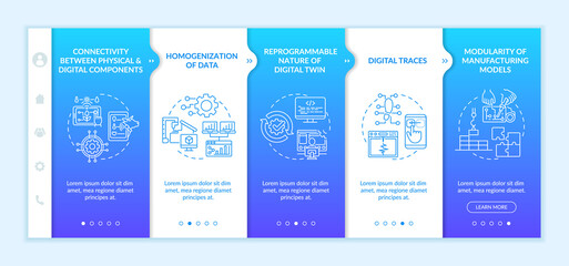 Wall Mural - technology characteristics onboarding vector template. responsive mobile website with icons. web pag