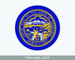 Nebraska Round Circle Flag. NE USA State Circular Button Banner Icon. Nebraska United States of America State Flag. Cornhusker State EPS Vector