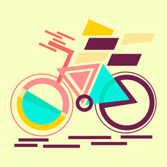 Fototapete - Abstract bike. Vector simple shapes bike illustration.