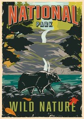 Canvas Print - National park vintage colorful poster