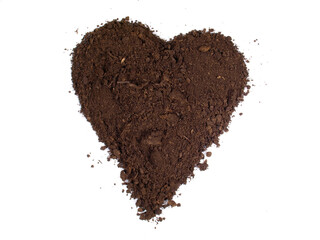 Soil Heartl isolated on white Background, Love Gardening.