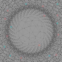 Wall Mural - radial connected dots with lines in circle form.