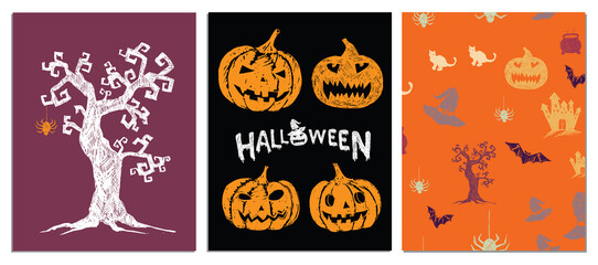 Wall Mural - Halloween symbols hand drawn illustrations	
