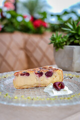 Sticker - Vertical shot of a pie with cherry on the plate