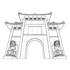 chinese archway gates. travel poster and tourism concept. gate arch entrance. asia or china traditio