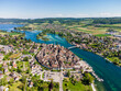 © Markus Keller/Westend61 - Switzerland, Canton of Schaffhausen, Stein am Rhein, Aerial view of riverside town in summer