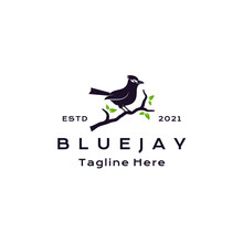 Blue Jay Bird Silhouette Logo Design Vector Illustration