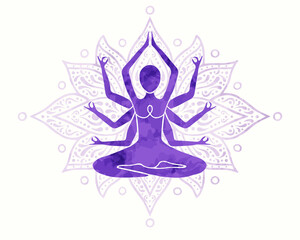 Wall Mural - Yoga lotus flower pose woman body isolated