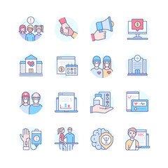 Helping the sick - colorful line design style icon set