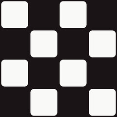 Poster - Checker tag. Vector white squares and black background.