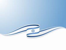 Israeli Flag Wavy Abstract Background. Vector Illustration.