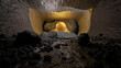 © Spectral/Westend61 - Three dimensional render of Bitcoin sphere glowing inside cave symbolizing cryptocurrency mining