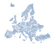 Szkic odręczny mapy Europy na białym tle